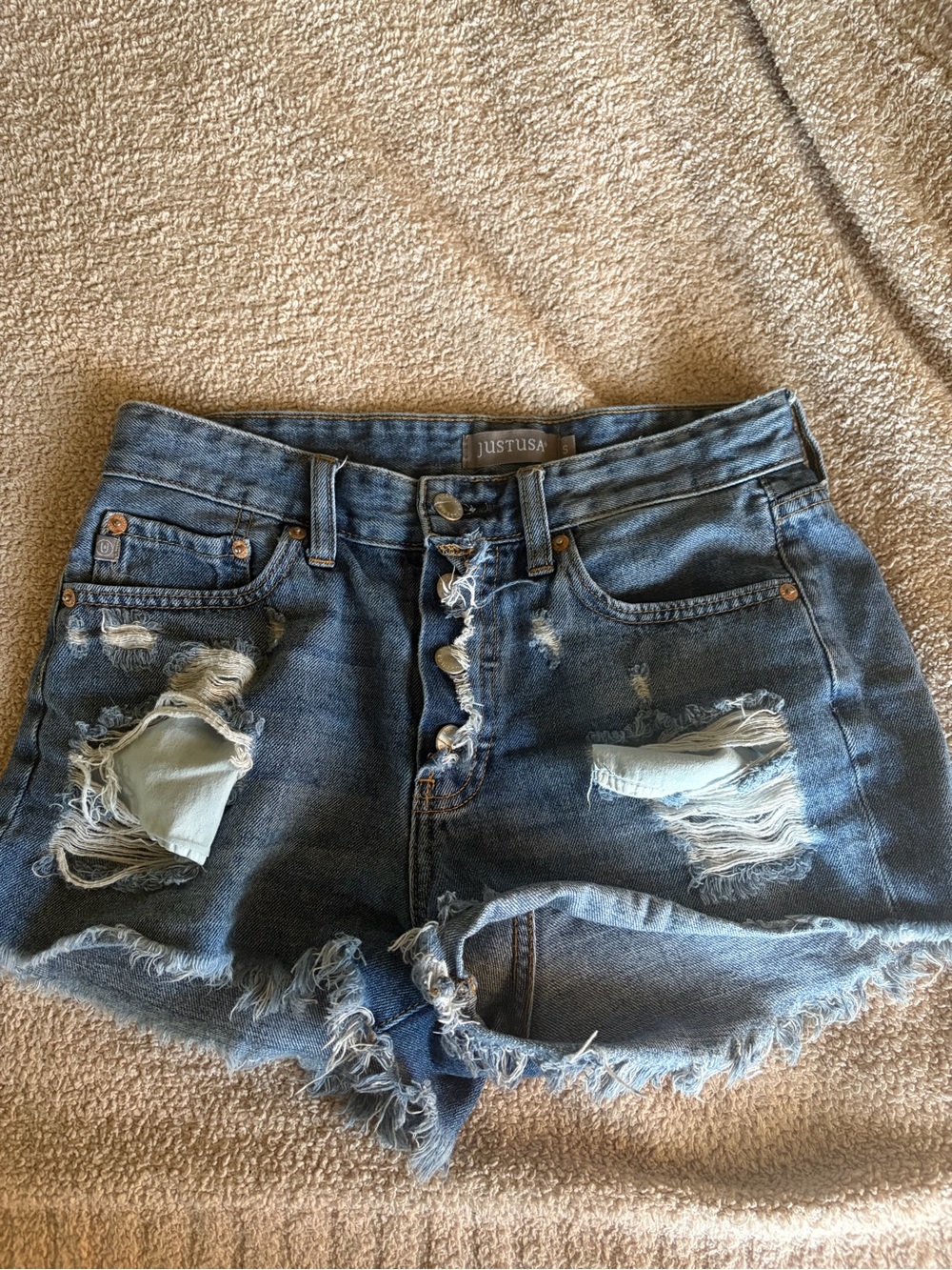 Just USA Distressed Blue Denim Jean Shorts
